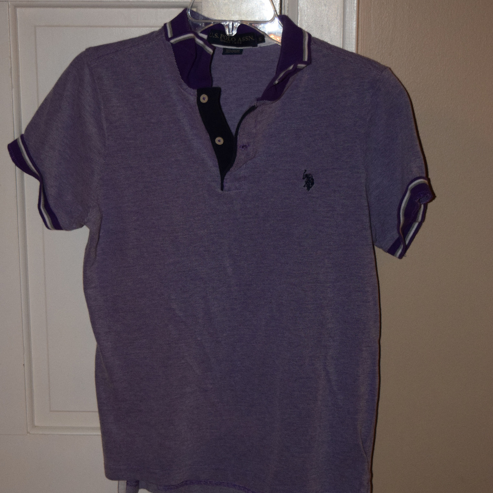 US Polo Assn. purple short sleeve collared shirt